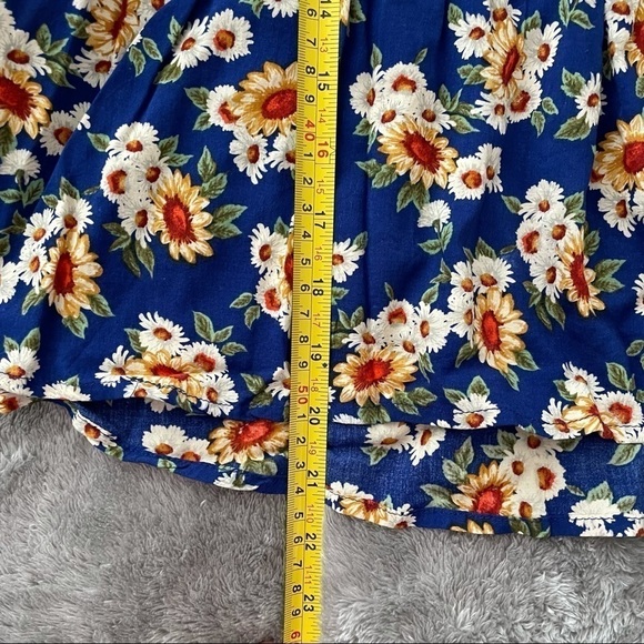 Navy Blue Sunflower Print Peplum Tank Top - Picture 5 of 5